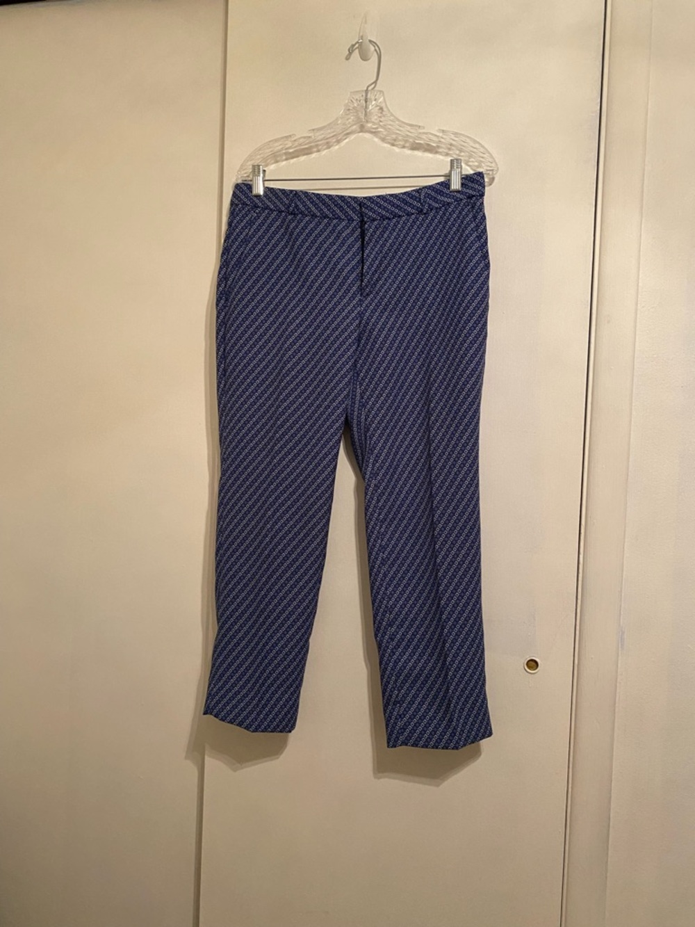 Banana Republic Avery Blue Abstract Patterned Stretch Petite Dress Pants